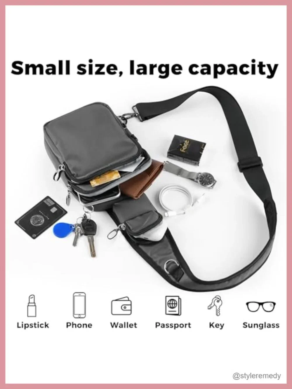 RFID Blocking Anti Theft Crossbody Sling Bag with Zipper Lock Water Resistant
